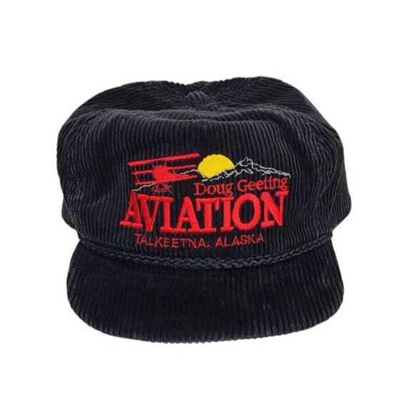 Vintage Corduroy Doug Geeting AVIATION Triplane Rope Strapback Trucker Hat NEW - Picture 6 of 9
